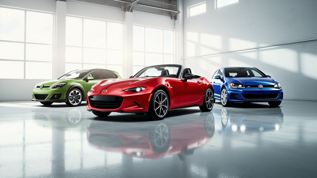 Three-car Garage: Affordable Fun with Mazda MX-5, MINI Electric, and Volkswagen Golf GTI